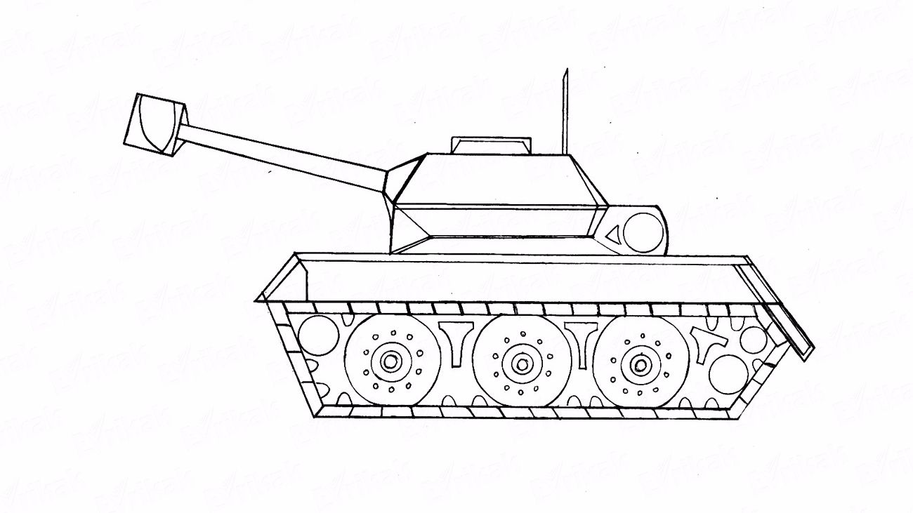 Как нарисовать танк карандашом поэтапно