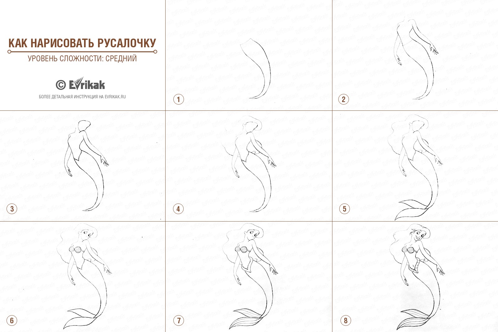 Научиться рисовать русалку сложно