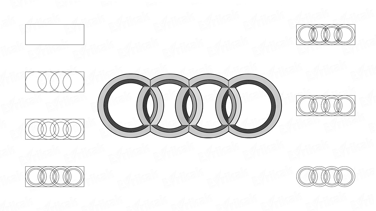 Как нарисовать значок Audi поэтапно