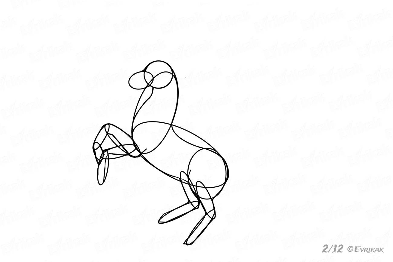 Как нарисовать коня Юлия поэтапно