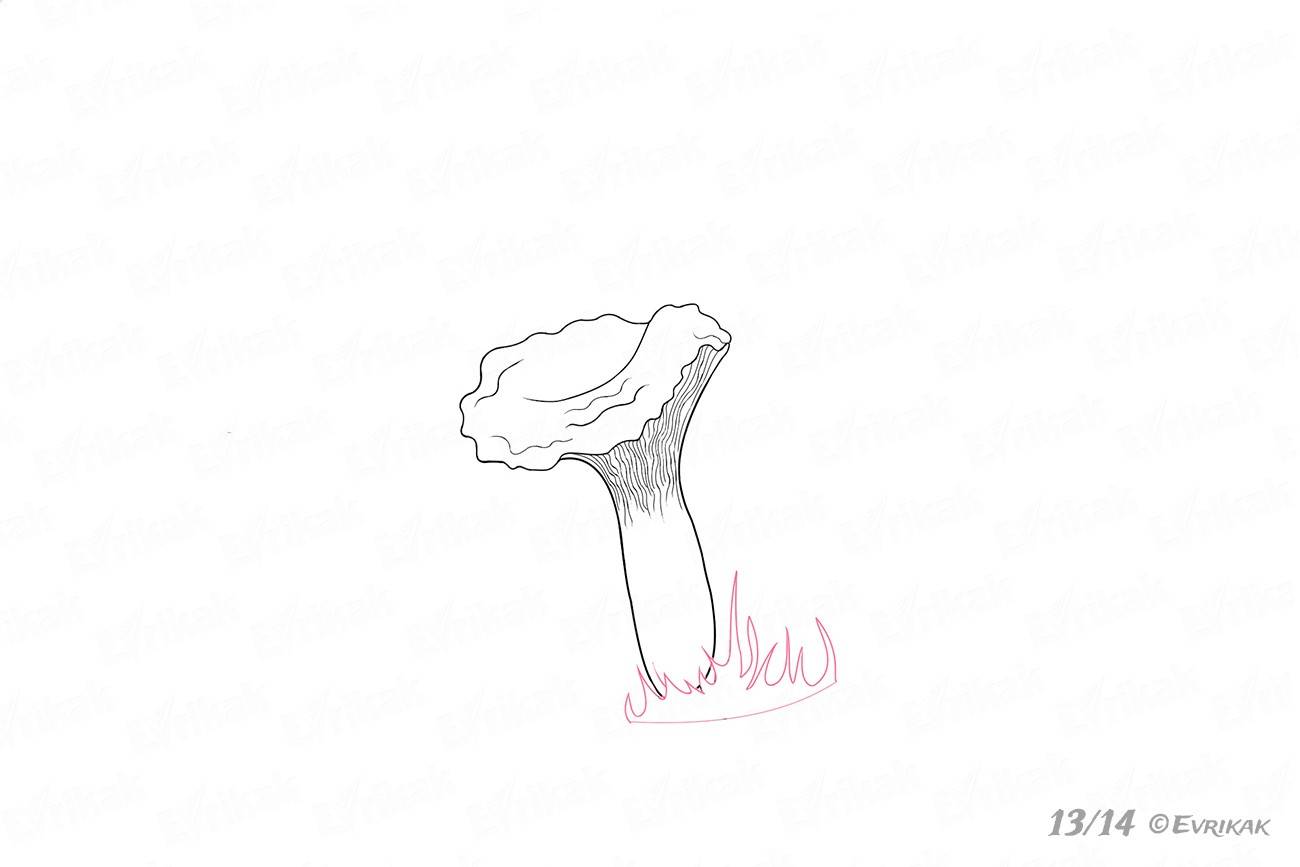 Как нарисовать гриб лисичку поэтапно