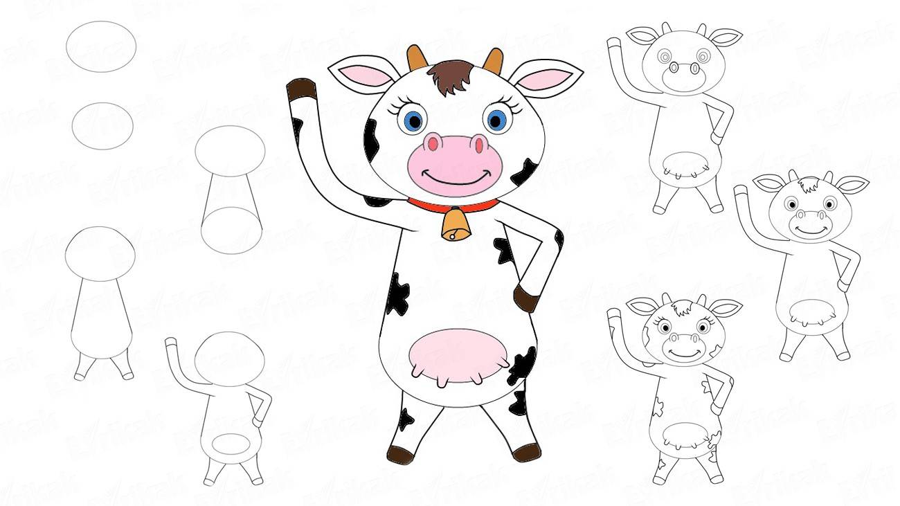 Рисуем корову поэтапно - урок 1