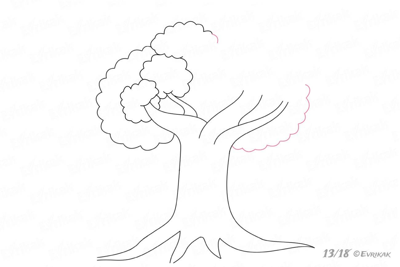 Дерево рисунок карандашом детский