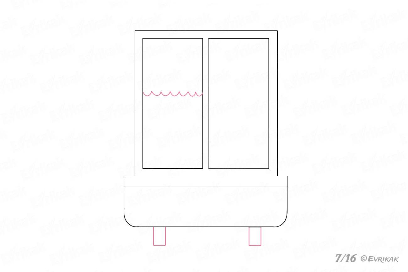 Как нарисовать подоконник с окном