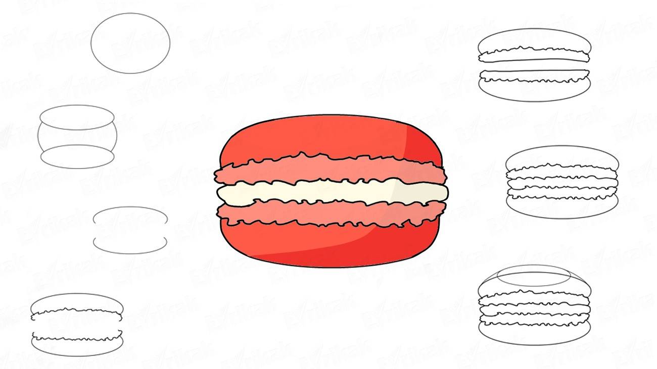 Как нарисовать маленькое пирожное макарун