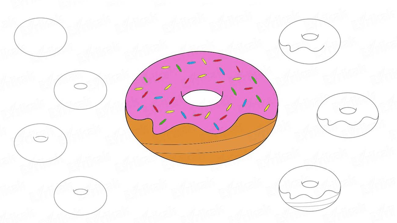 Как нарисовать пончик с глазурью