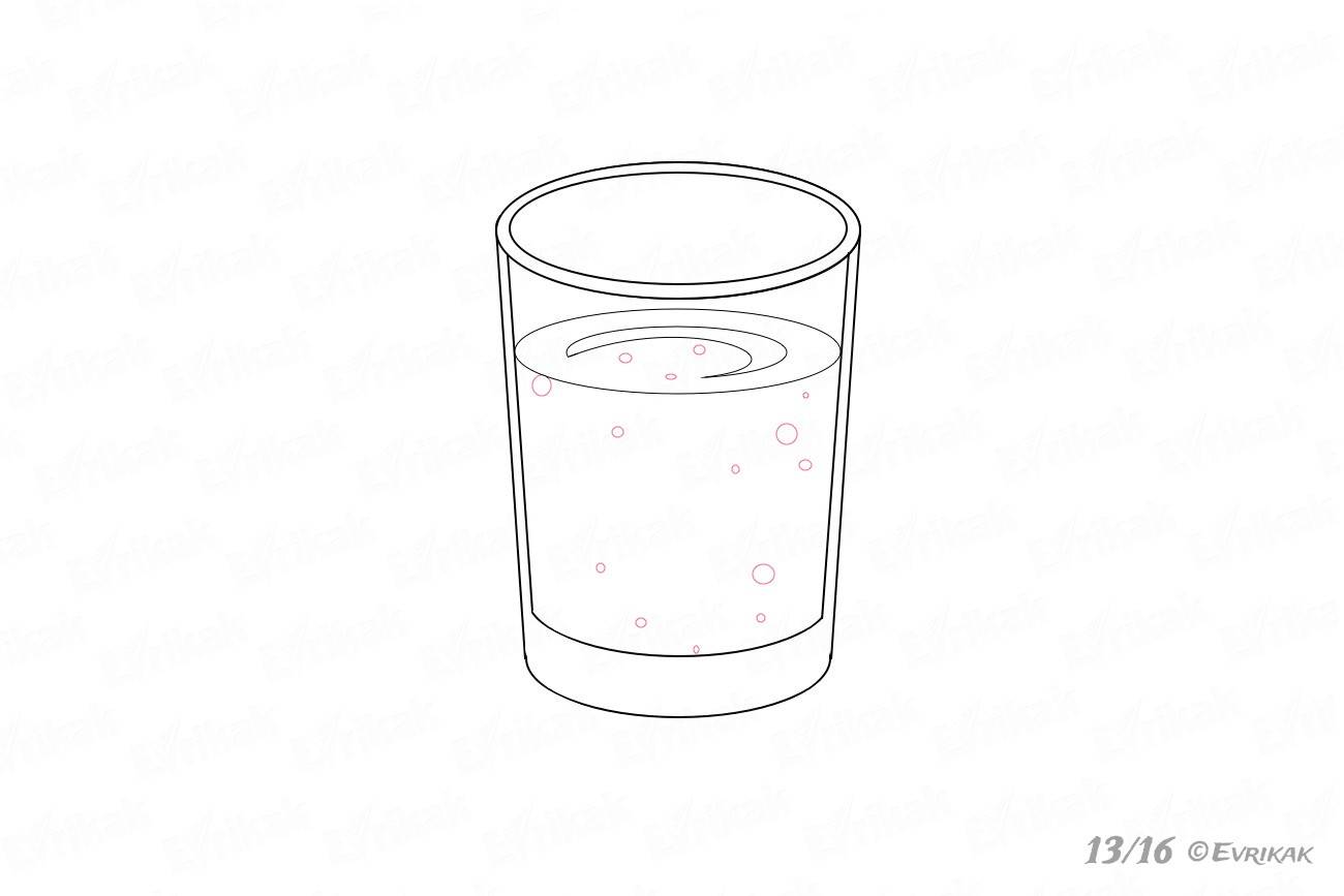 Пузырьки воды в стакане