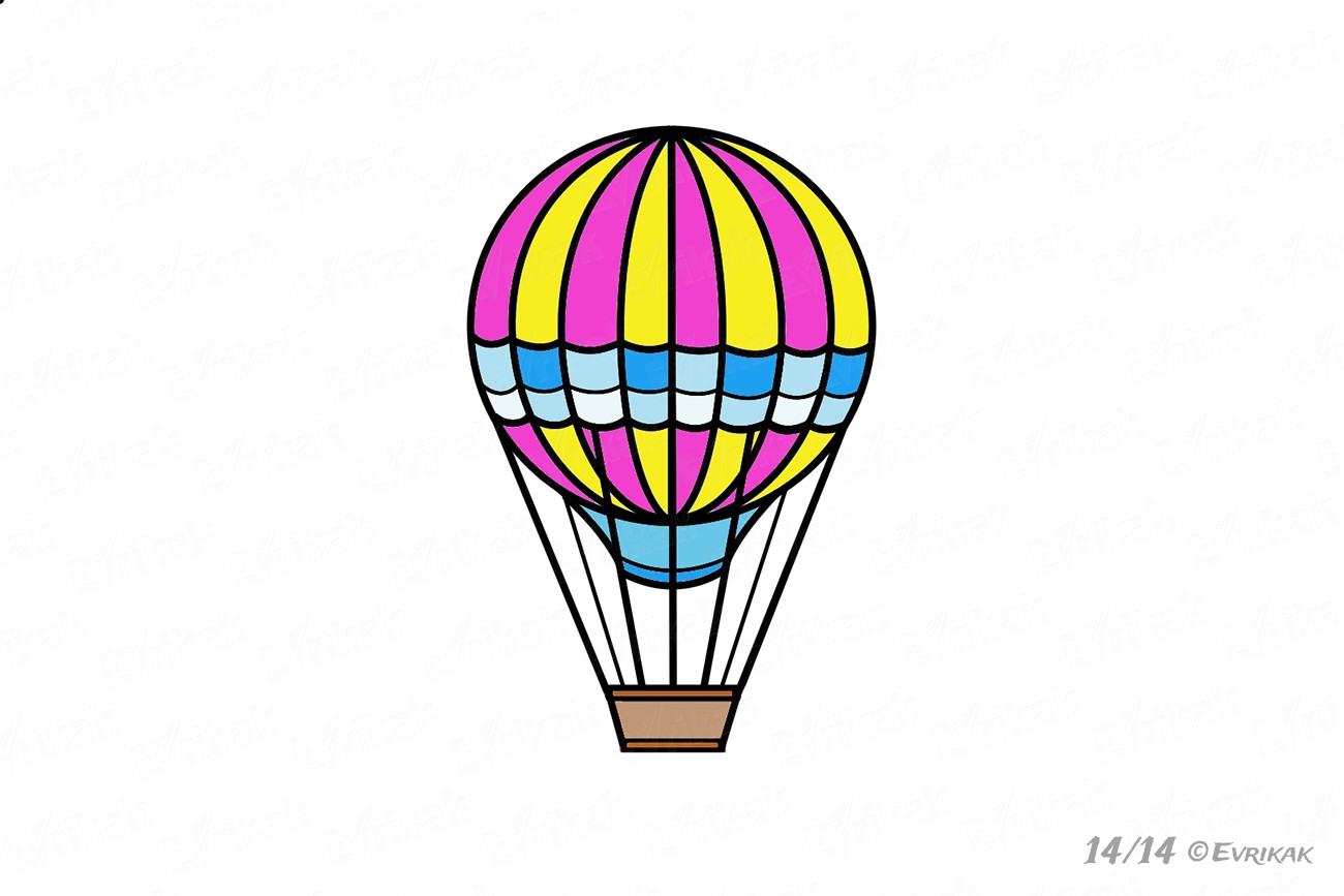 Воздушный шар с корзиной рисунок для детей