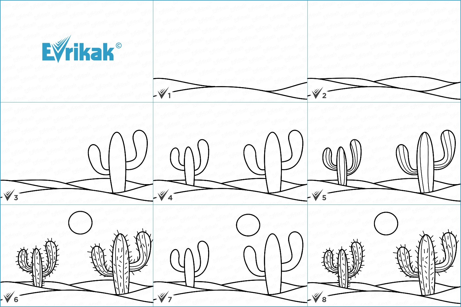 Как нарисовать кактусы в пустыне