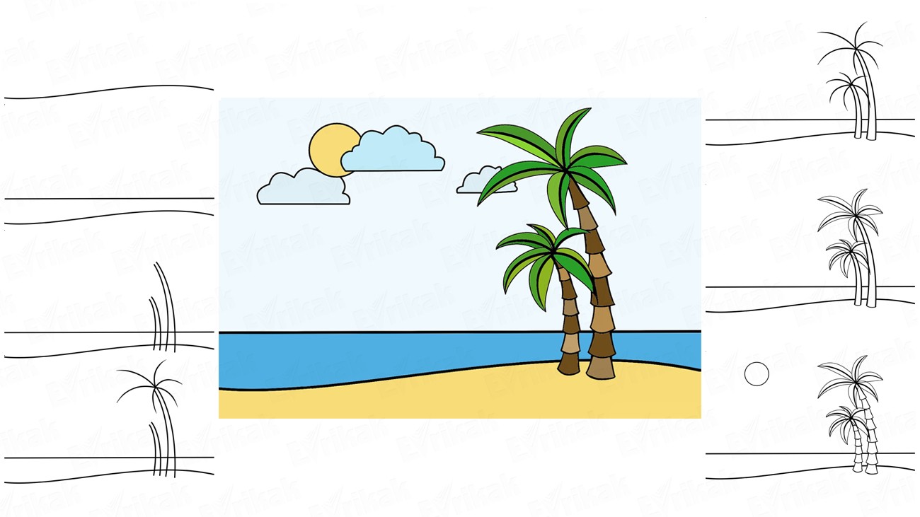 Поэтапное рисование пальмы для детей
