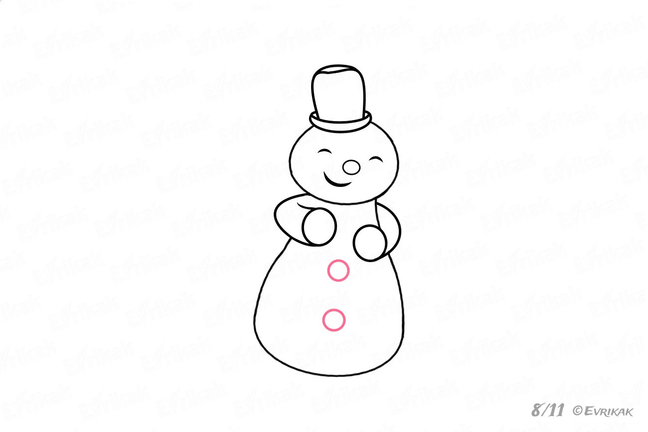 Нарисовать маленького снеговика