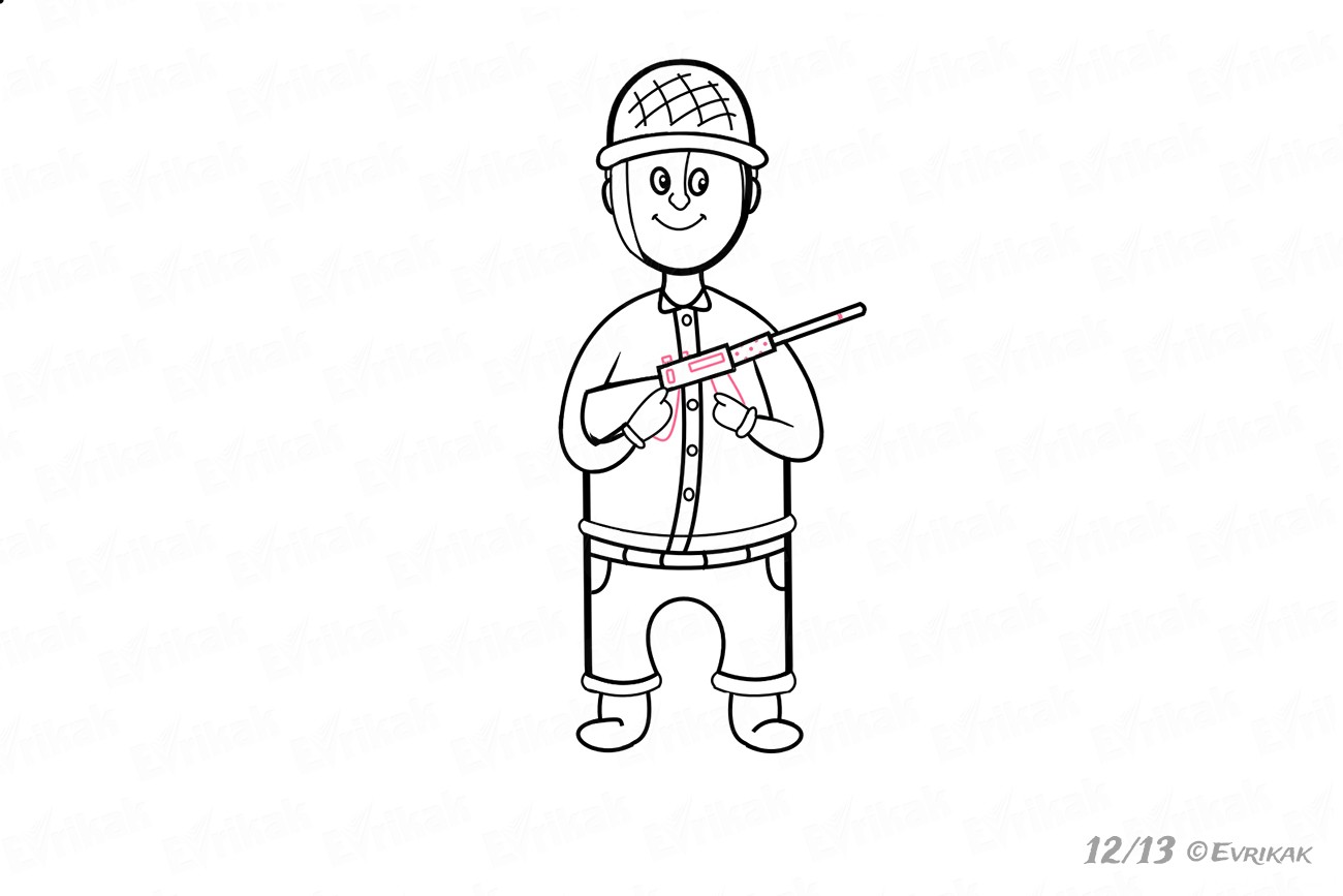 Поэтапное рисование солдата для детей