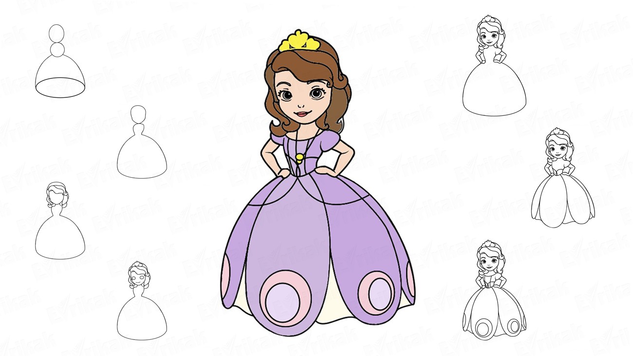 Как нарисовать принцессу Софию из диснеевского мультика (+раскраска)