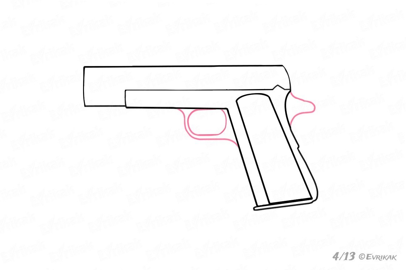 как нарисовать курок пистолета