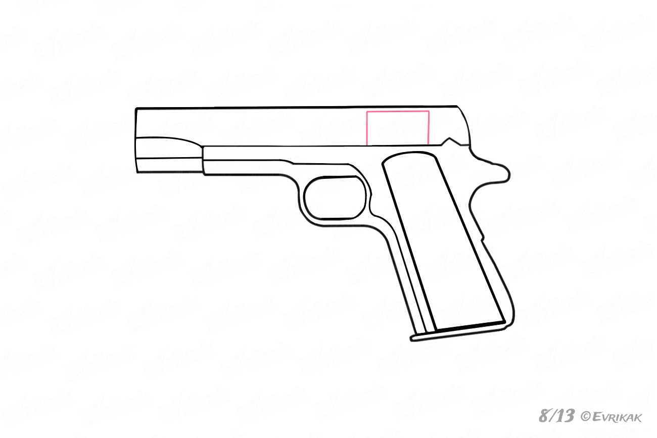 как нарисовать затворную задержку пистолета