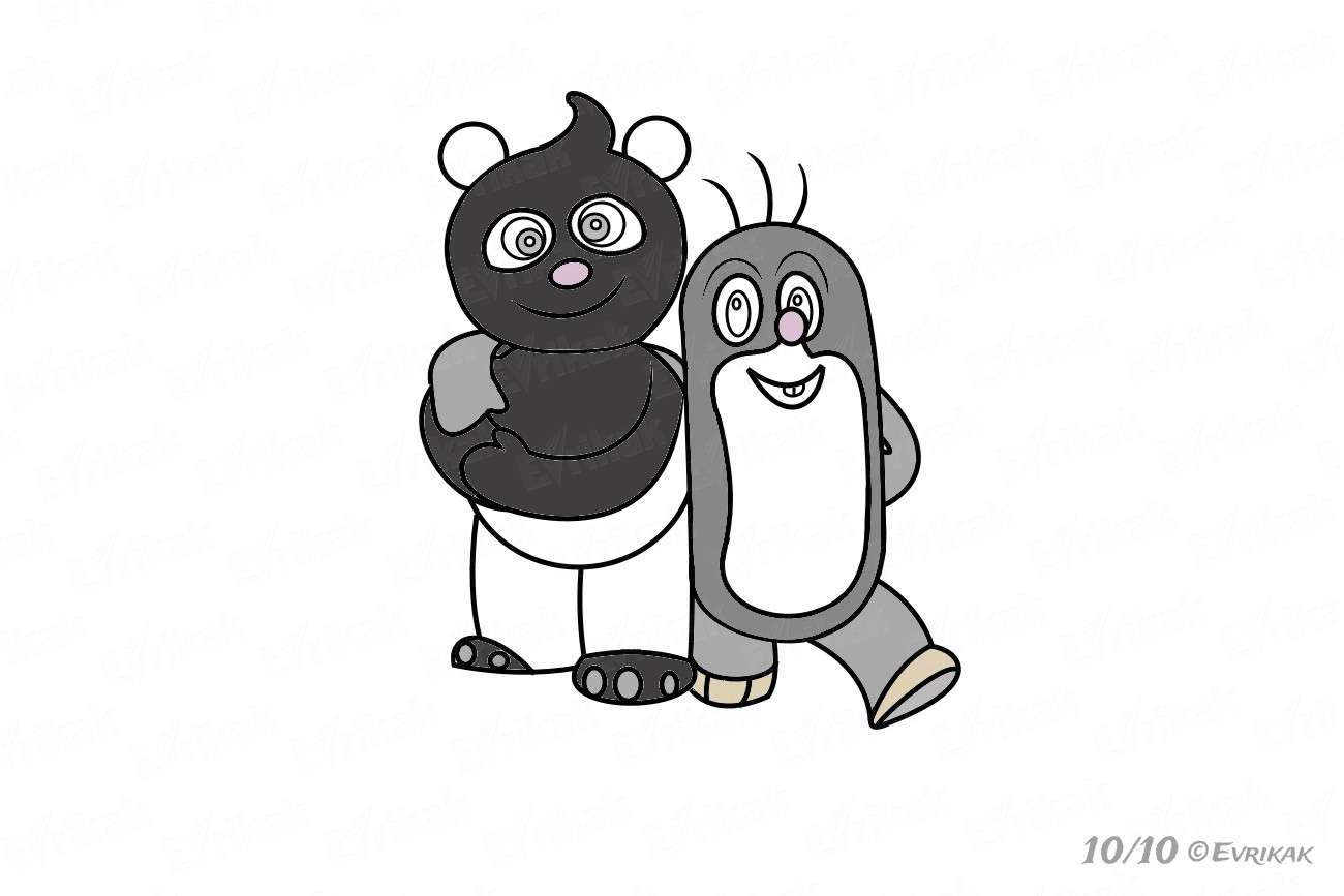 Кротик и Панда на белом фоне