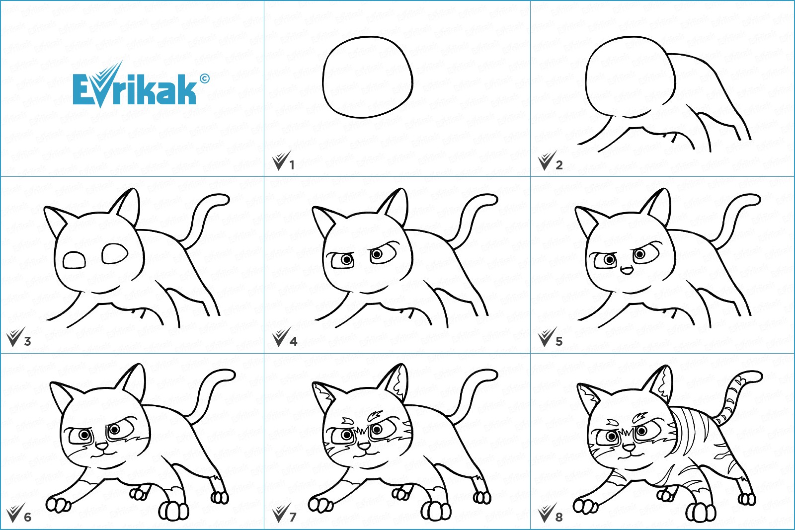 Нарисовать кота поэтапно для детей