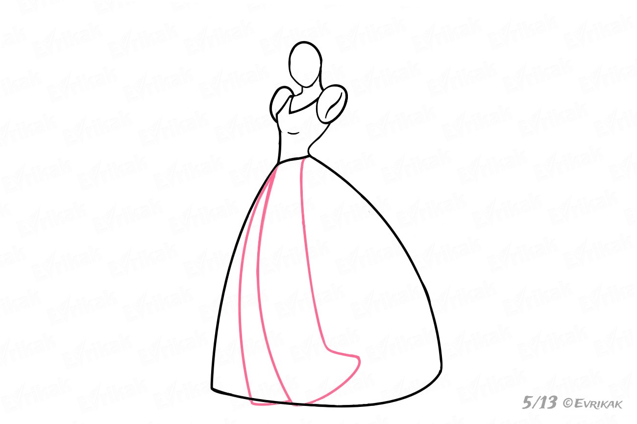 Поэтапное рисование бальное платье Золушка