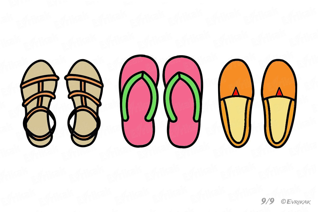 Нарисовать летнюю обувь