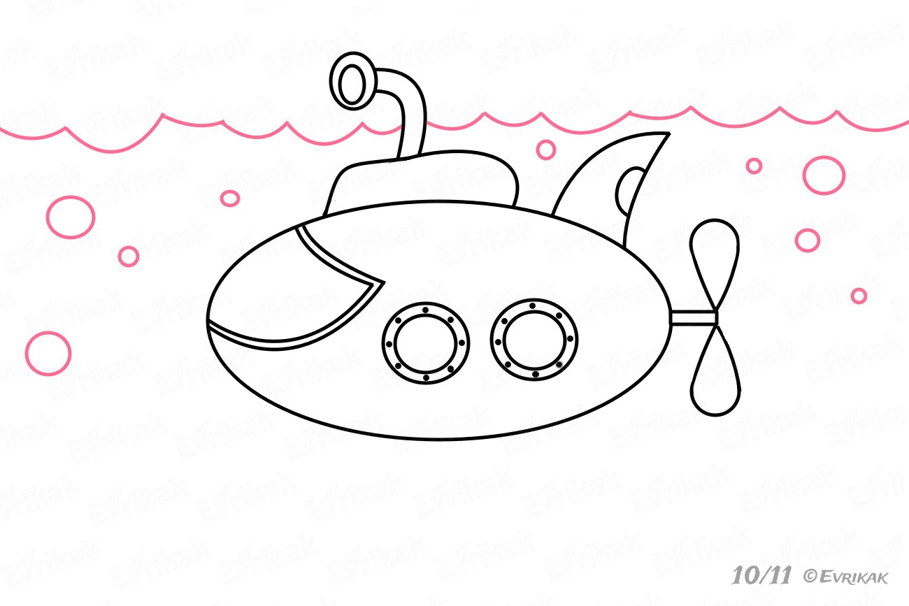 Подводная лодка как нарисовать ребенку - 90 фото