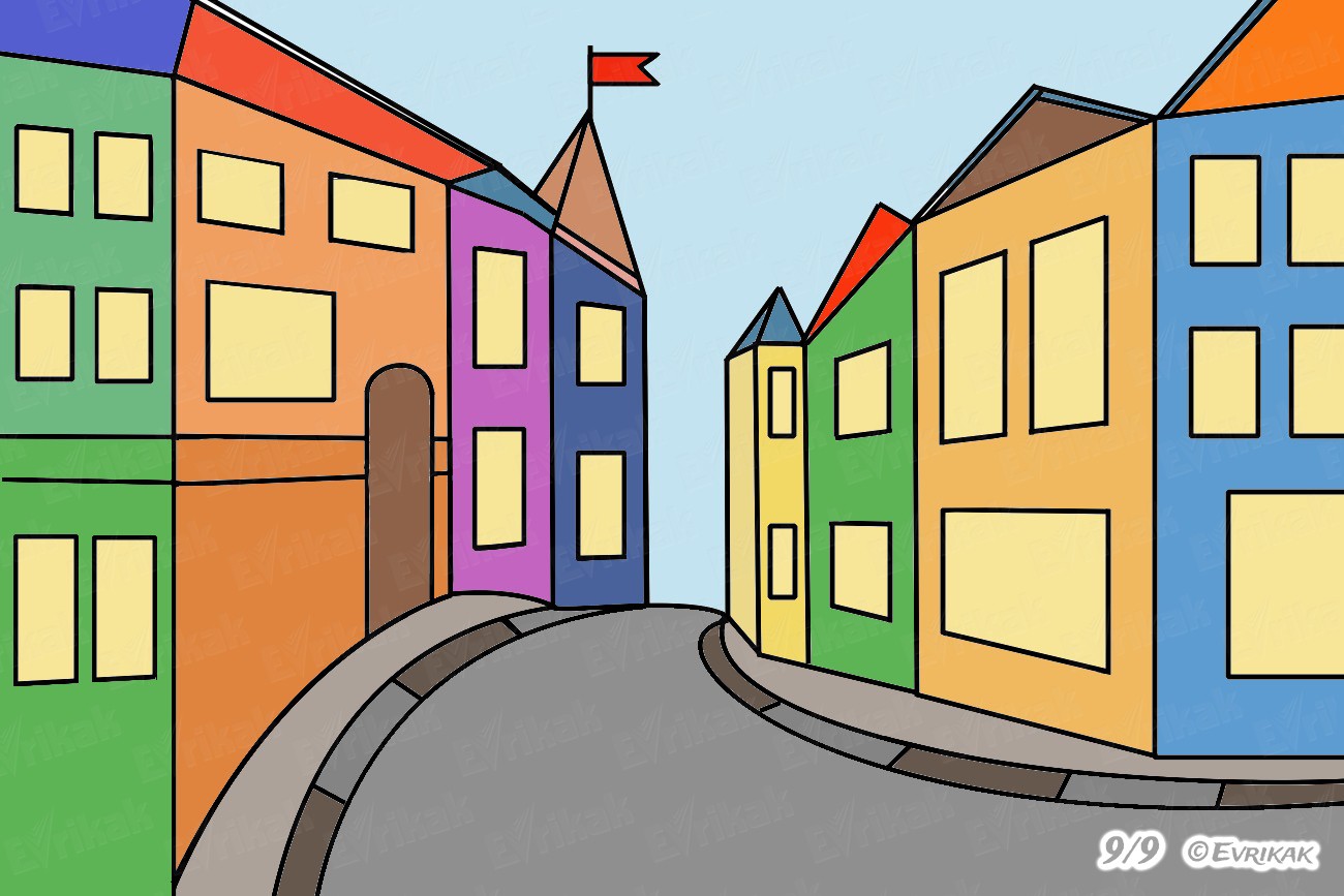 Рисование городских домов